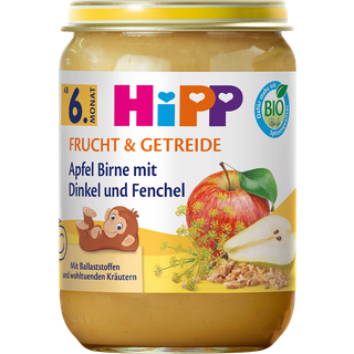 HiPP Bio menu æble-pære med spelt og fennikel fra 6 måneder 89.21 DKK/1 kg (6 x 190.0g)