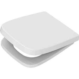 Geberit Renova Plan toiletsæde kantet design, fastgørelse oppefra: Soft close=Ja, Quick-Release-hængsel=Nej, Beslag=Oppefra, Hvid / Blank