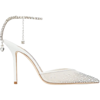 Jimmy Choo Saeda 100 embellished satin pumps - white - EU 36.5