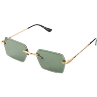 Mens Gold Rimless Navigator Sunglasses