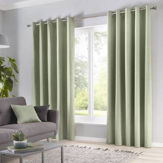 Fusion Fusion Green Sorbonne Pair of Eyelet Room Darkening Curtains