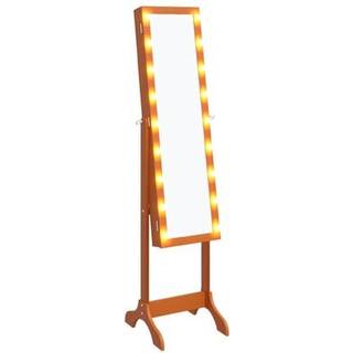 fritstående spejl med LED 34x37x146 cm hvid