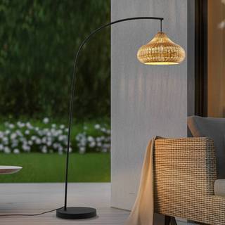 Lucande udendørs gulvlampe Taniola, beige, rattan, 195 cm, IP44