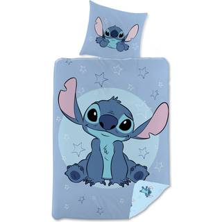 Stitch sengetøj - Vendbart sengesæt med stjerner og Stitch - 140x200 cm - 100% bomulds sengelinned