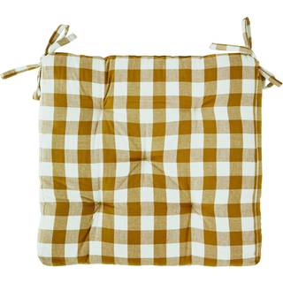 Madam Stoltz Checked Woven Cotton Chair Pad Sædepude 45x45 Cm - Hynder Bomuld Hvid - CP-4545-239