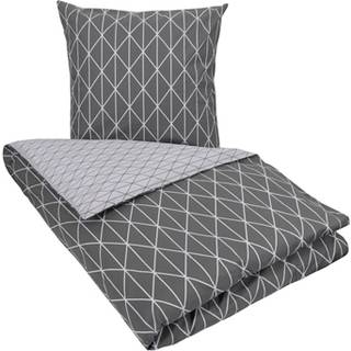 Sengetøj 140x200 cm - Harlequin blå - Dynebetræk med 2 design - Sengelinned i 100% Bomuld - Borg Living