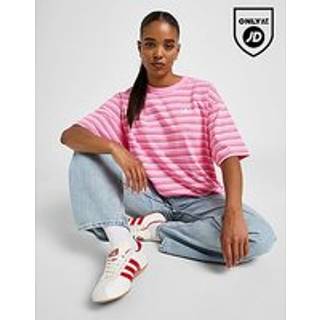 adidas Originals Stripe Oversized Boyfriend T-Shirt, Pink - M