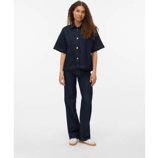 Tessa Loose Denimskjorte, Dark Blue Denim, M