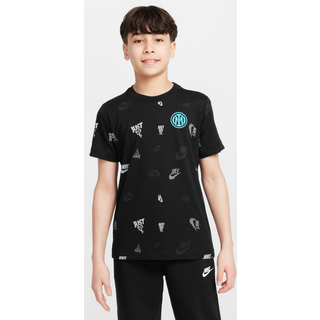 Inter Milan Nike Football-T-shirt med print til større børn - sort - L