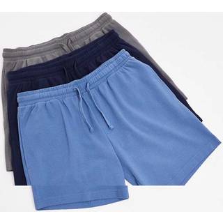 Threadbare Threadbare Blue Popcorn Textured Lounge 100% Cotton Shorts 3 Pack