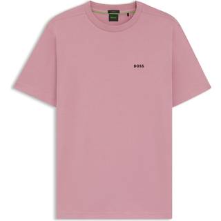 Regular fit T-shirt i bomuld med stræk og logo i kontrastfarve