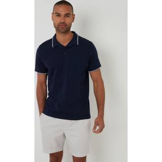 Threadbare Threadbare Navy Contrast Revere Collar 100% Cotton Polo Shirt