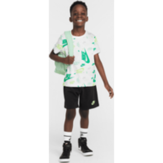 Nike-sæt med T-shirt med print og lette shorts i french terry til mindre børn - sort - 4