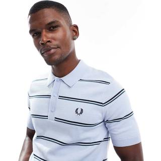 Fred Perry Striped Polo T Shirt Blue