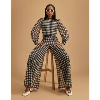 River Island River Island Black Gingham Wide Leg Trousers