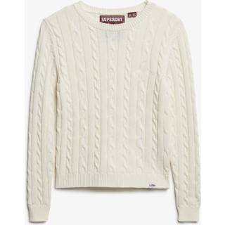 Superdry Superdry Cream Essentials Slim Cable Knit Crew Neck 100% Cotton Jumper