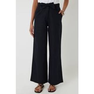 Threadbare Threadbare Black Belted Linen Blend Wide Leg Trousers