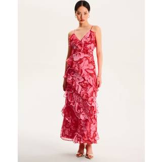 Omnes Omnes Red Missy Ruffle Chiffon Maxi Floral Dress