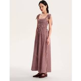 Omnes 100% Bomulds Dixie Rynket Strop Ternet Maxikjole46