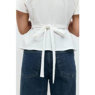 Gina Tricot-Tie top-toppe med bindebånd-Hvid-M-Dame