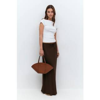 Gina Tricot-Drawstring maxi skirt-lange nederdele-Beige-L-Dame