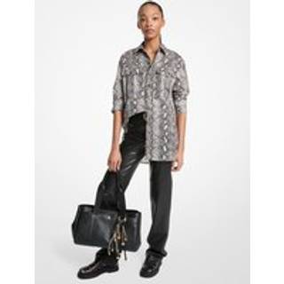 MK Snake Print Cotton Lawn Shirt - Natural - Michael Kors