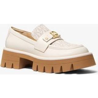 MK Mandy Leather and Signature Logo Platform Loafer - Natural - Michael Kors - EU 40
