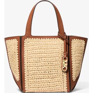 MK Jordi Small Hand-Crocheted Straw and Leather Tote Bag - Brown - Michael Kors - ONE SIZE