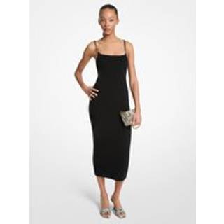MK Embellished Viscose Blend Midi Dress - Black - Michael Kors