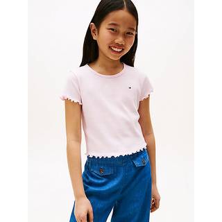 Tommy Hilfiger Slim Flæsekant Kortærmet Ribbet Top122128cm