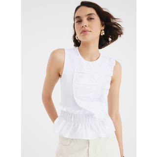 River Island River Island White Poplin Mix Frill Top