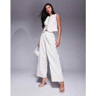 River Island River Island White Stripe Belted Wide Leg Trousers