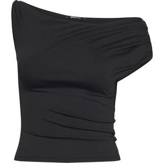 Gina Tricot-Asymmetric micro top-Off shoulder-top-Sort-XS-Dame