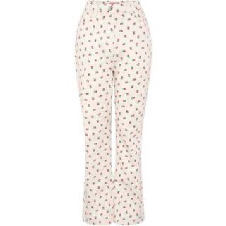 Omnes Omnes White Sarah Jane 100% Cotton Cropped Flare Rose Print Jeans