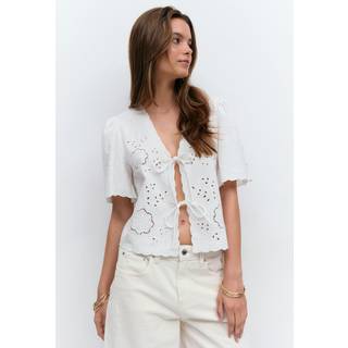 Gina Tricot-Scallop edge blouse-Bluser-Hvid-M-Dame