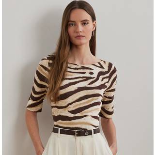 Lauren Ralph Lauren Cream Judy Zebra Print Quarter Sleeve Jersey Toplarge