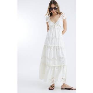 River Island River Island Cream Broderie 100% Cotton Midi Dress