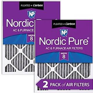 Nordic Pure 20x25x1 (19 1/2 x 24 1/2 x 3/4) Furnace Air Filters Merv 8 plisset plus carbon 2 -pakke