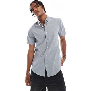 Threadbare Threadbare Denim Blue Oxford Short Sleeve Shirt