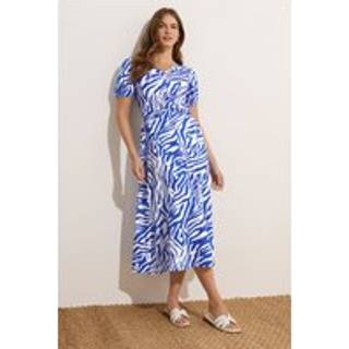M & Co M & Co Blue Short Sleeve Twist Midi Dress