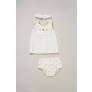 Rock-A-Bye Baby Boutique Rock-A-Bye Baby Boutique trykt 100% bomuld Hvid Kjole, underbukser og pandebånd-outfitsæt
