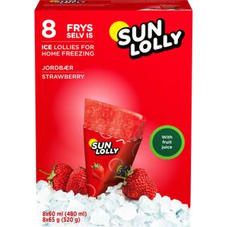 Sun Lolly Frys-selv-is Jordbær 8 Stk