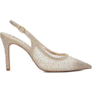 Dune London Dune London Gold Compassionate Metalised Fibre Kitten Sling Back Heels