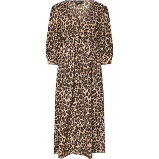PixieGirl Petite PixieGirl Petite Animal Leopard Tryk Langærmet Button Front Midi Kjole - EU 40 Petite (UK 12 P)