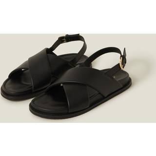 Accessorize Accessorize Black Cross Strap Leather Sandals