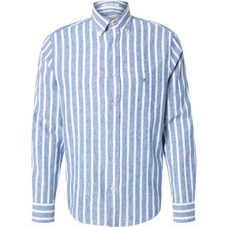 GANT Regular Fit Cotton/Linen Striped Shirt Rich Blue