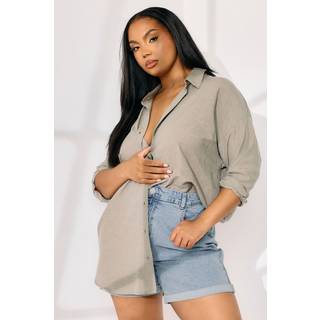 Yours Curve Yours Curve Blue Turn Hem Mom Denim Shorts