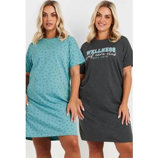Yours Curve Yours Curve Grey Wellness Sleep T-Shirts 2 Pack
