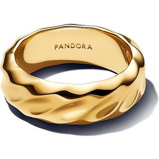 Pandora Gold Rippled Wide Band Ring - 60