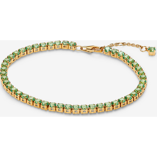 Pandora Gold Sparkling Green Tennis Bracelet - 20cm
